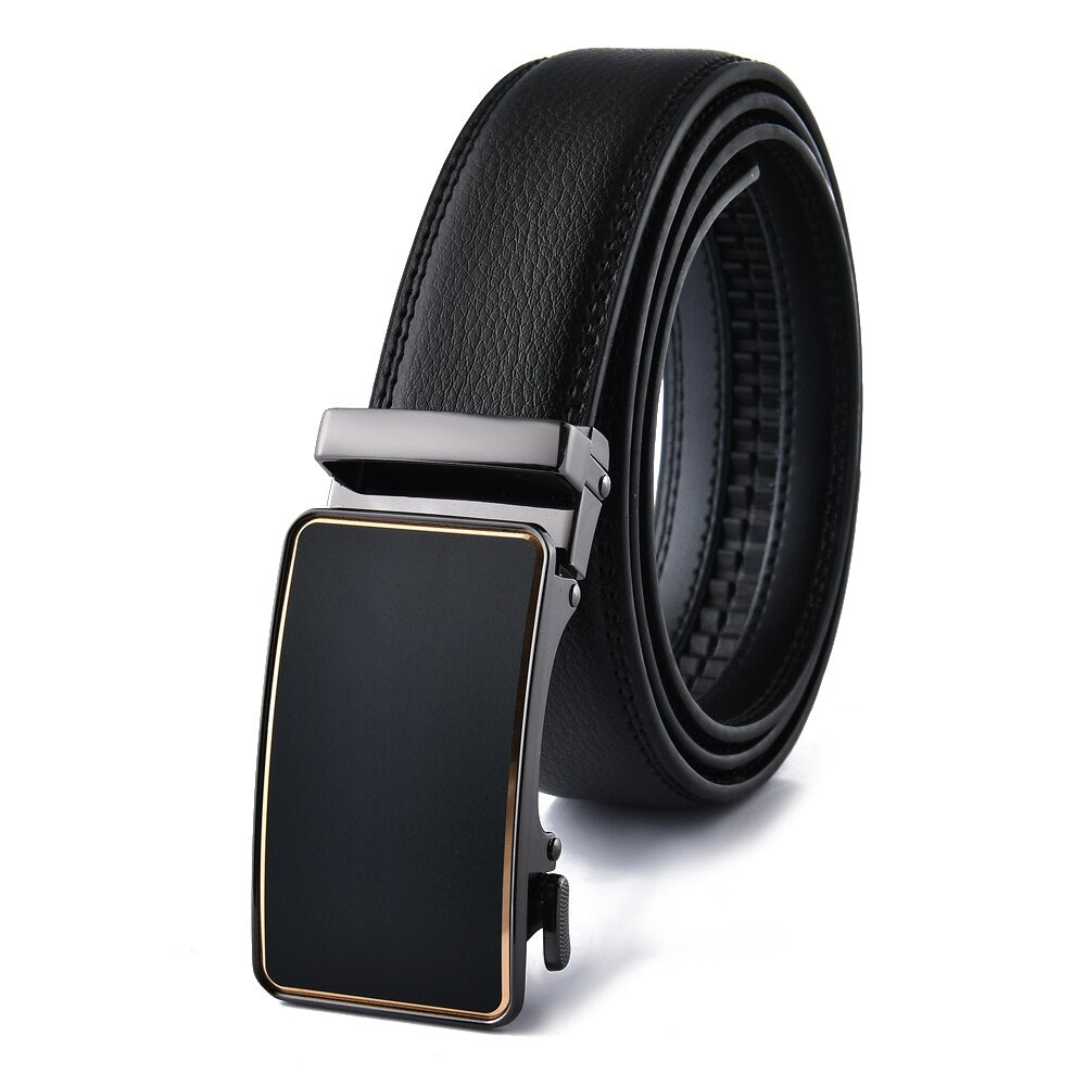 Men's Cowskin Automatic Metal Buckle Luxury Solid Pattern Belt