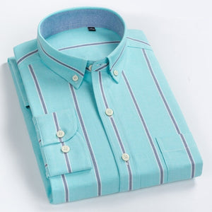 Men's Cotton Full Sleeve Turn Down Collar Striped Pattern Shirt
