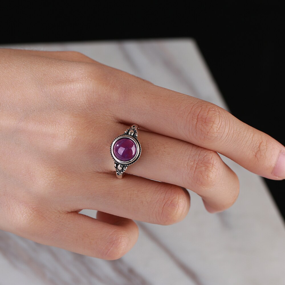 Women's 100% 925 Sterling Silver Amethyst Vintage Wedding Ring