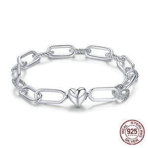 Women's 100% 925 Sterling Silver Engagement Trendy Heart Bracelet