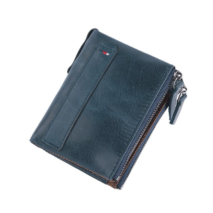 Men's Leather Inner Card Holder Zipper Hasp Closure Wallets