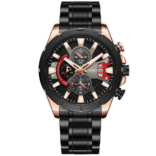 Men's Alloy Quartz Waterproof Clasp Closure Round Pattern Watch