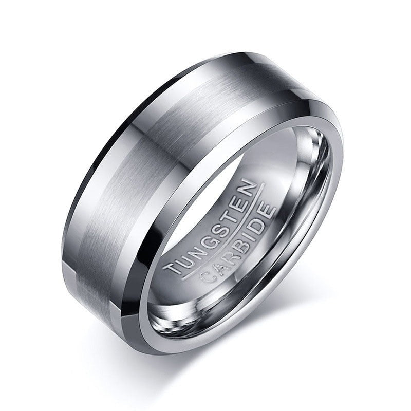 Men's Metal Tungsten Round Shaped Classic Engagement Party Ring