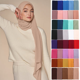 Women's Arabian Polyester Quick-Dry Head Wrap Plain Hijabs