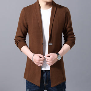 Men's Polyester Turn-Down Full Sleeves Casual Wear Solid Coats