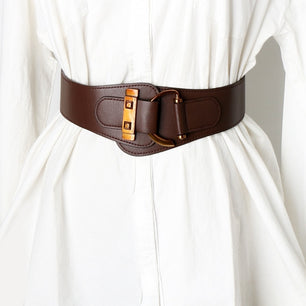 Women's Spandex Elastic Waist Buckle Closure Cummerbund Belts