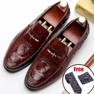 Men's Genuine Leather Round Toe Slip-On Closure Casual Shoes