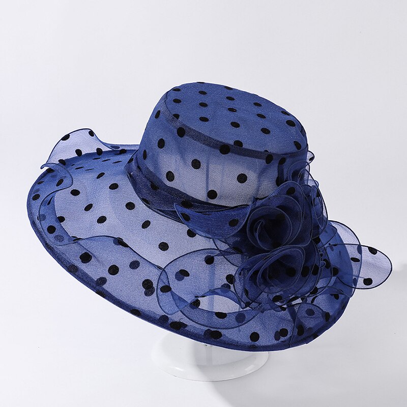 Women's Organza Dotted Pattern Sun Protection Elegant Flower Hats