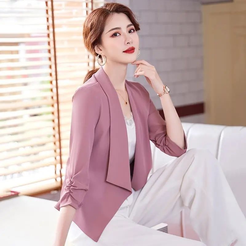 Women's Notch Lapel Long Sleeve Plain Single Button Blazers