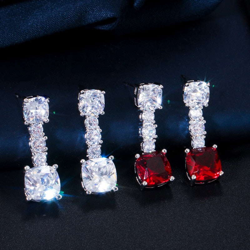 Women's Copper Cubic Zirconia Square Pattern Wedding Jewelry Set