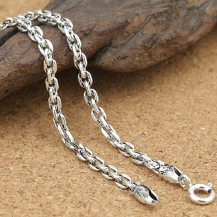 Men's 100% 925 Sterling Silver Link Chain Geometric Necklace