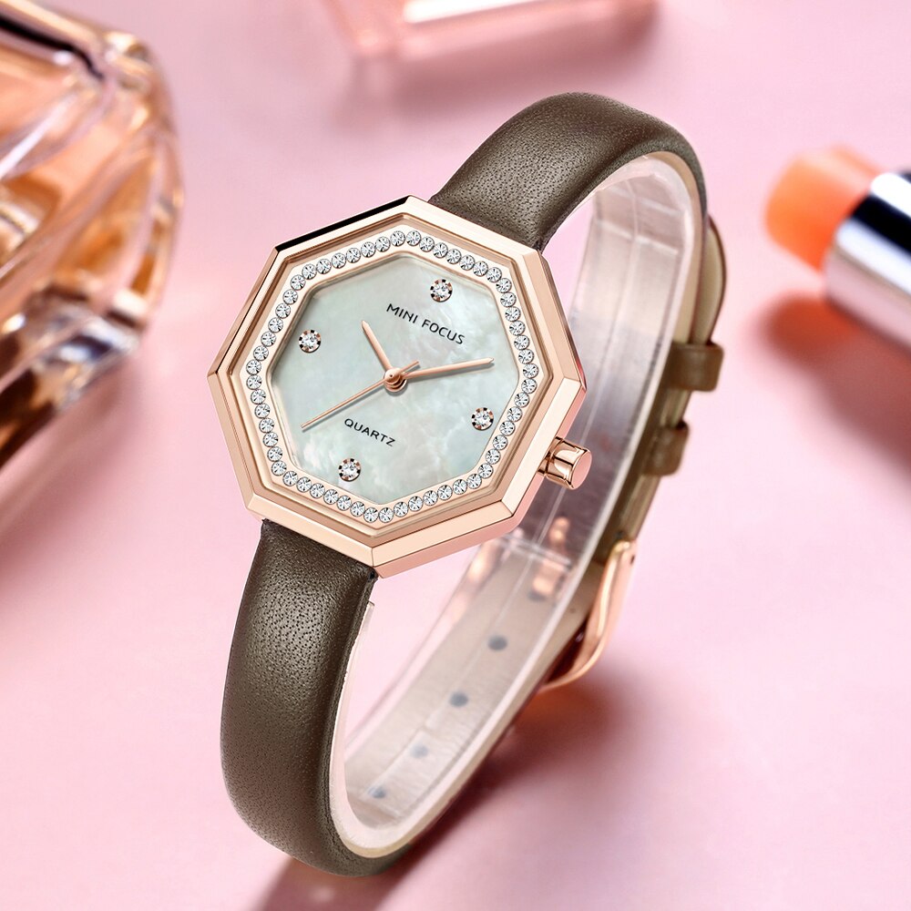 Women's Genuine Leather Shock Resistant Waterproof Wrist Watch