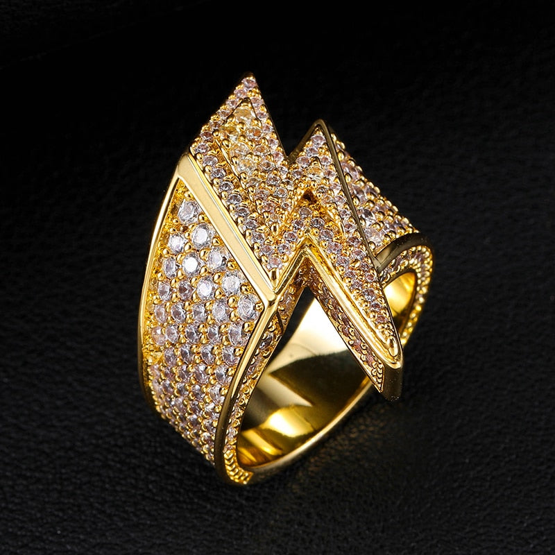 Men's Copper Cubic Zirconia Pave Setting Hip-Hop Trendy Ring