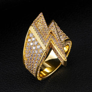 Men's Copper Cubic Zirconia Pave Setting Hip-Hop Trendy Ring