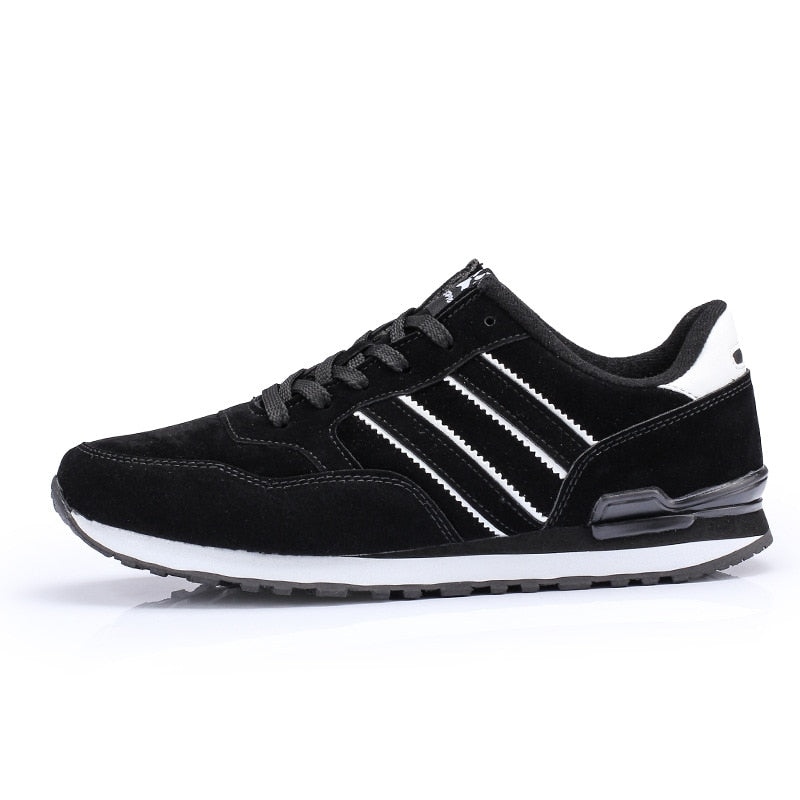 Men's Round Toe Leather Breathable Lace Up Closure Gym Sneakers