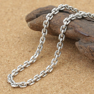 Men's 100% 925 Sterling Silver Link Chain Geometric Necklace