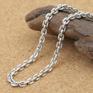 Men's 100% 925 Sterling Silver Link Chain Geometric Necklace