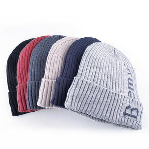 Men's Cotton Knitted Solid Pattern Casual Skullies Winter Cap