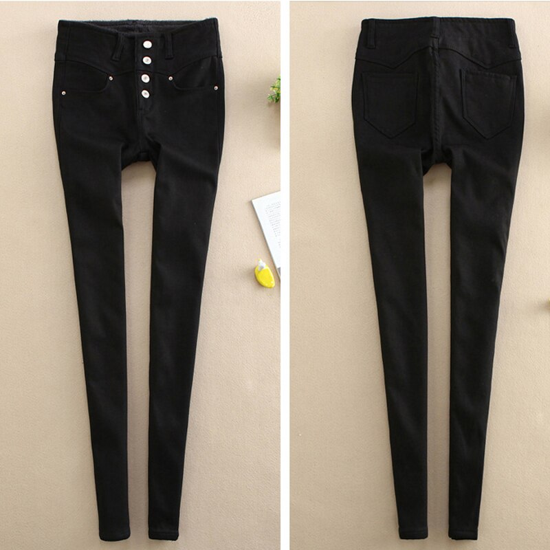 Women's Cotton Elastic Waist Closure High Waist Denim Pants