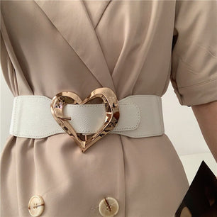 Women's PU Heart Buckle Waistbands Vintage Solid Pattern Belt