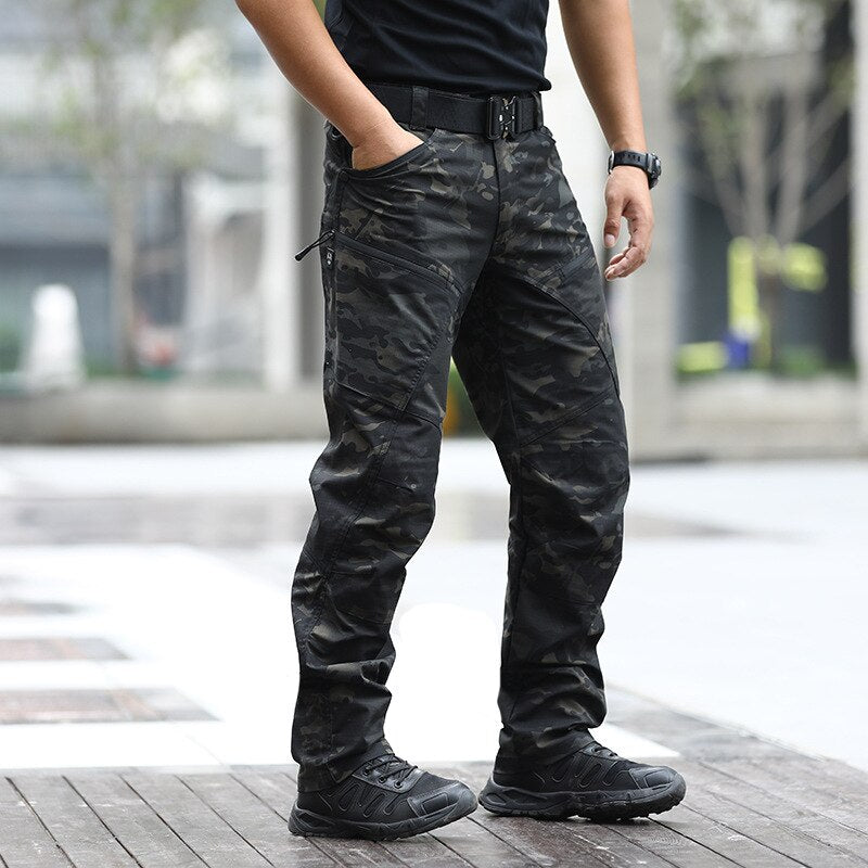 Men's Polyester Mid Waist Full Length Zipper Fly Casual Trousers