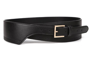 Women's PU Leather Square Pin Buckle Cummerbunds Solid Belt