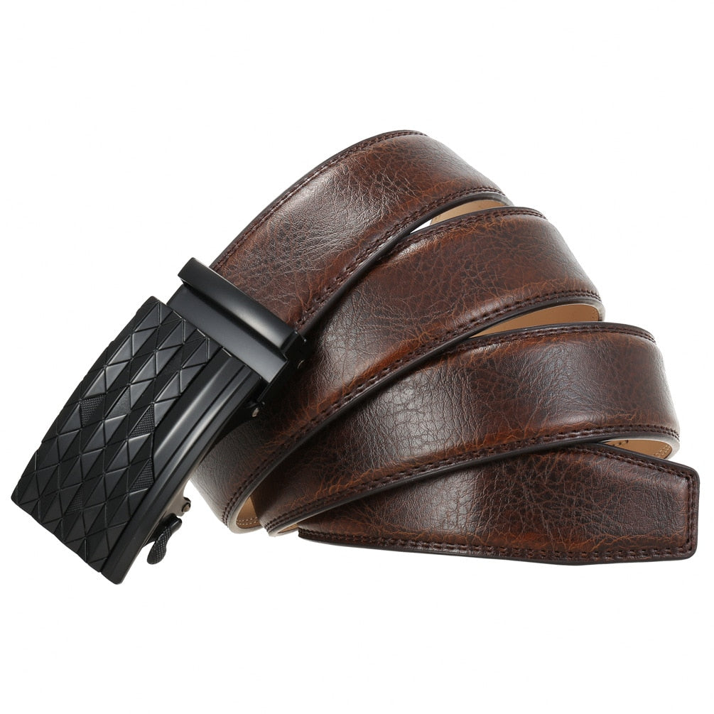 Men's Cowskin Automatic Alloy Buckle Luxury Solid Pattern Belts