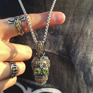 Men's Metal Stainless Steel Box Chain Skeleton Trendy Necklace