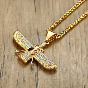 Men's Stainless Steel Metal Link Chain Wings Trendy Necklace