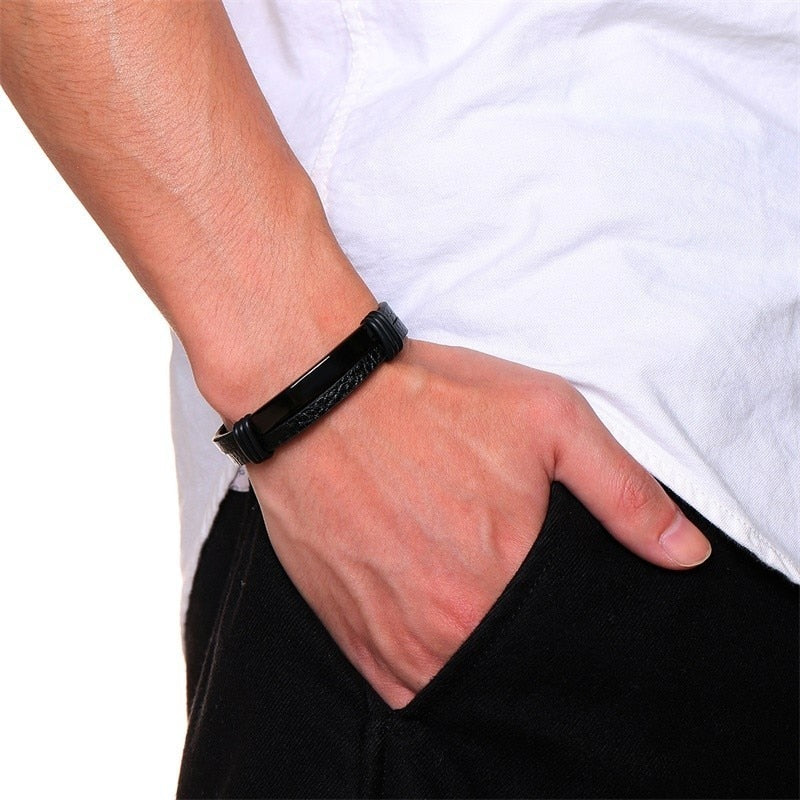 Men's Stainless Steel Link Chain Toggle-Clasps Round Bracelets