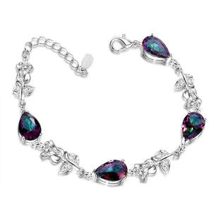 Women's 100% 925 Sterling Silver Heart Shape Wedding Bracelet