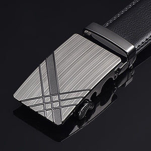 Men's Genuine Leather Solid Strap Alloy Automatic Buckle Belt