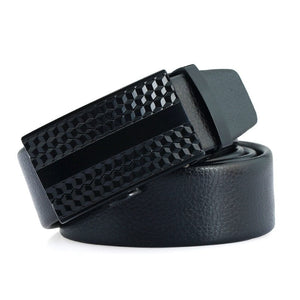 Men's Split Leather Buckle Closure Trendy Solid Pattern Belts