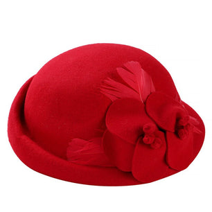 Women's 100% Wool Floral Pattern Elegant Winter Casual Wear Hat