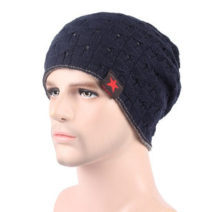 Men's Wool Knitted Solid Pattern Casual Skullies Winter Cap