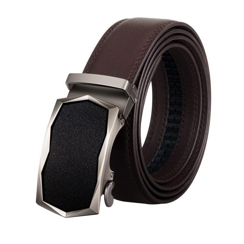 Men's Cowskin Genuine Leather Automatic Alloy Buckle Strap Belts