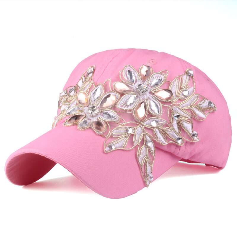 Women's Acrylic Floral Pattern Elegant Rhinestone Casual Wear Cap