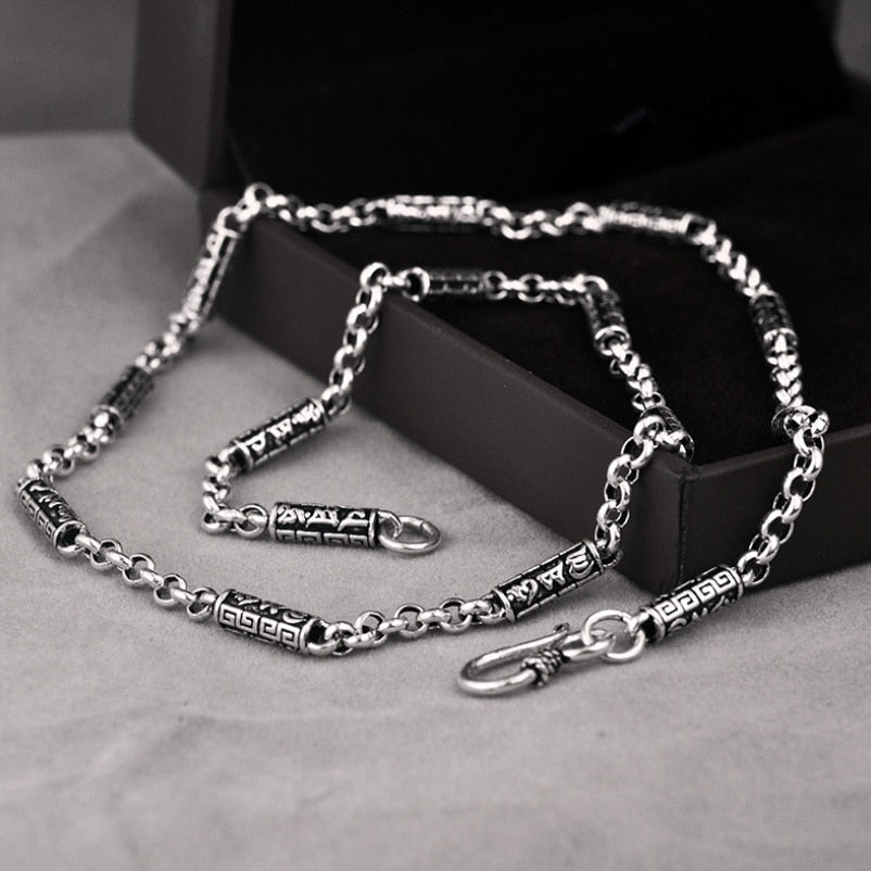 Men's 100% 925 Sterling Silver Link Chain Geometric Necklace