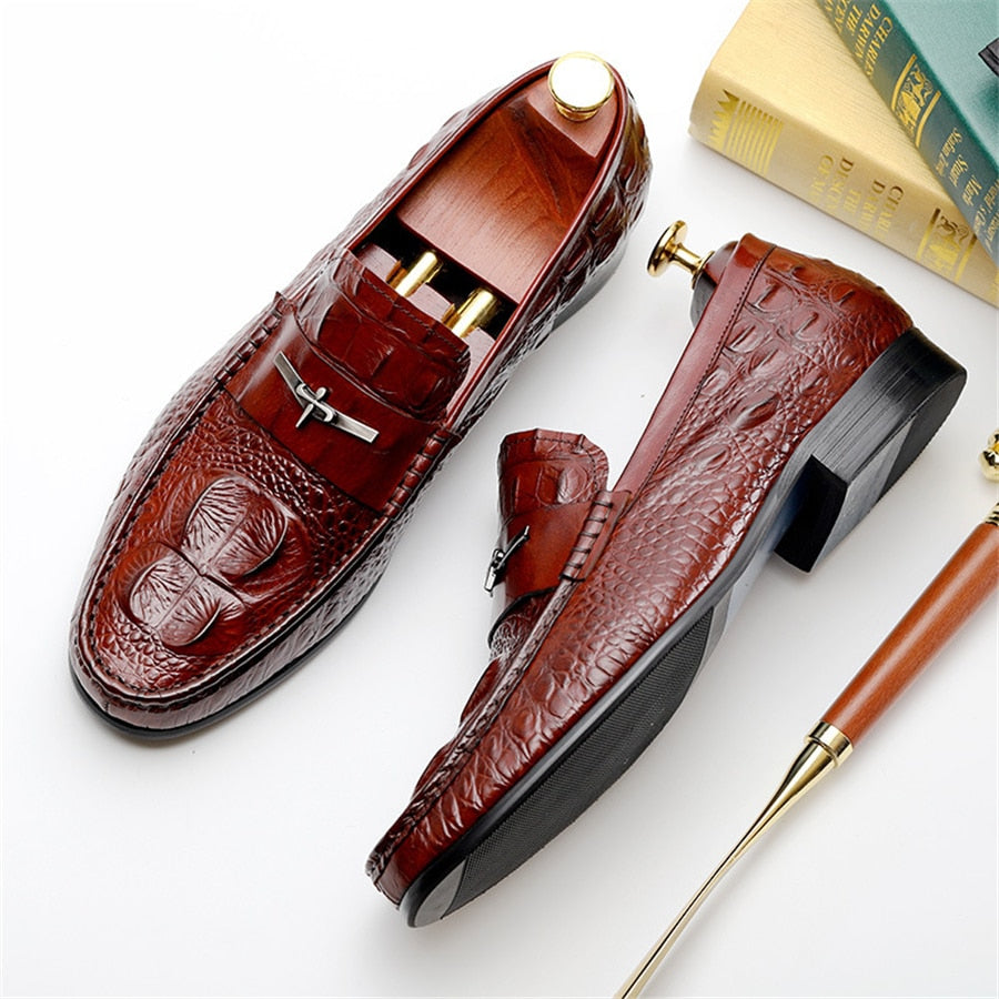 Men's Genuine Leather Round Toe Slip-On Closure Casual Shoes