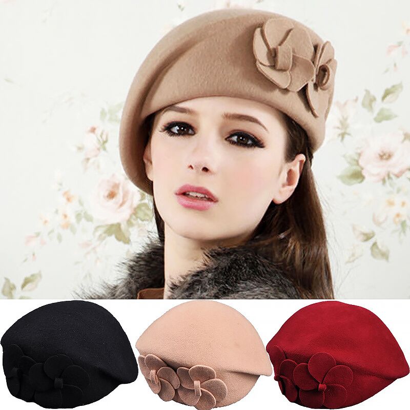 Women's 100% Wool Solid Pattern Casual Wear Trendy Flat Cap