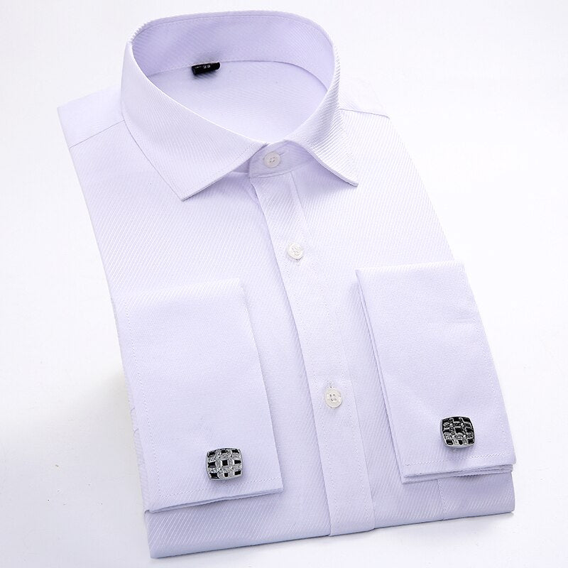 Men's 100% Cotton Single Breasted Plain Pattern Formal Shirt