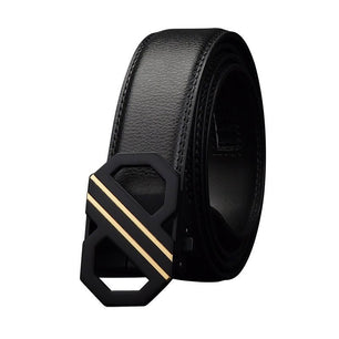 Men's Cowskin Metal Buckle Trendy Solid Pattern Strap Belt