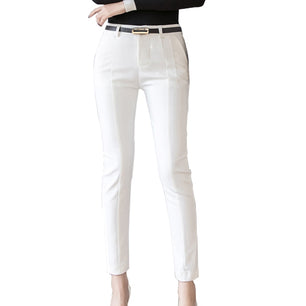 Women's High Waist Solid Pattern Button Fly Closure Formal Pants