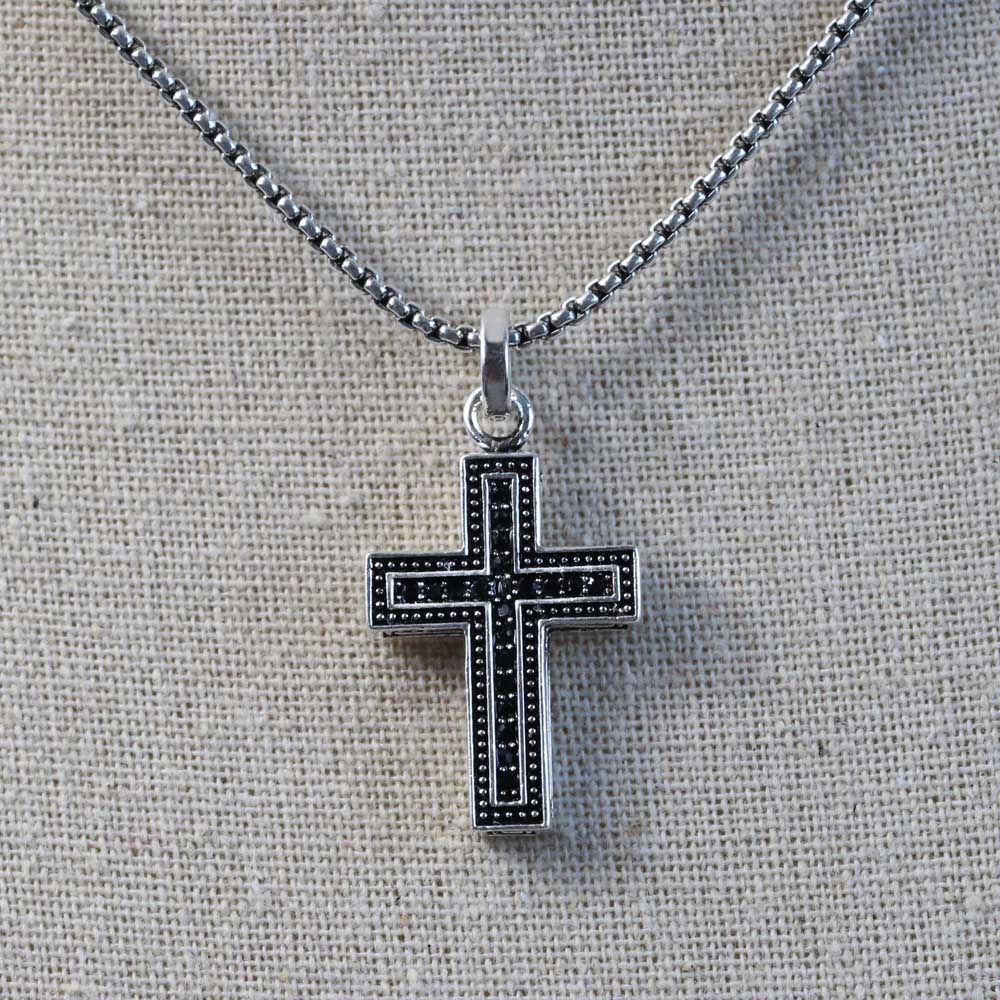 Men's 100% 925 Sterling Silver Rope Chain Cross Trendy Necklace