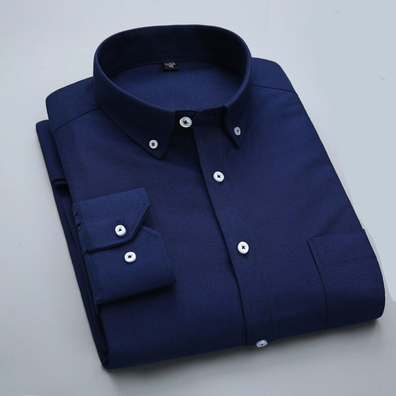 Men's 100% Cotton Single Breasted Plain Pattern Formal Shirt