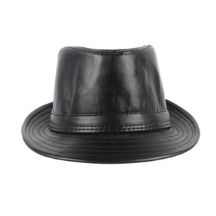 Men's Faux Leather Casual Wear Solid Pattern Warm Brim Hats