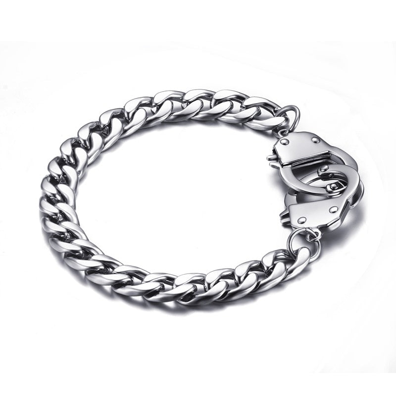 Men's Stainless Steel Lobster Clasp Round Pattern Trendy Bracelet