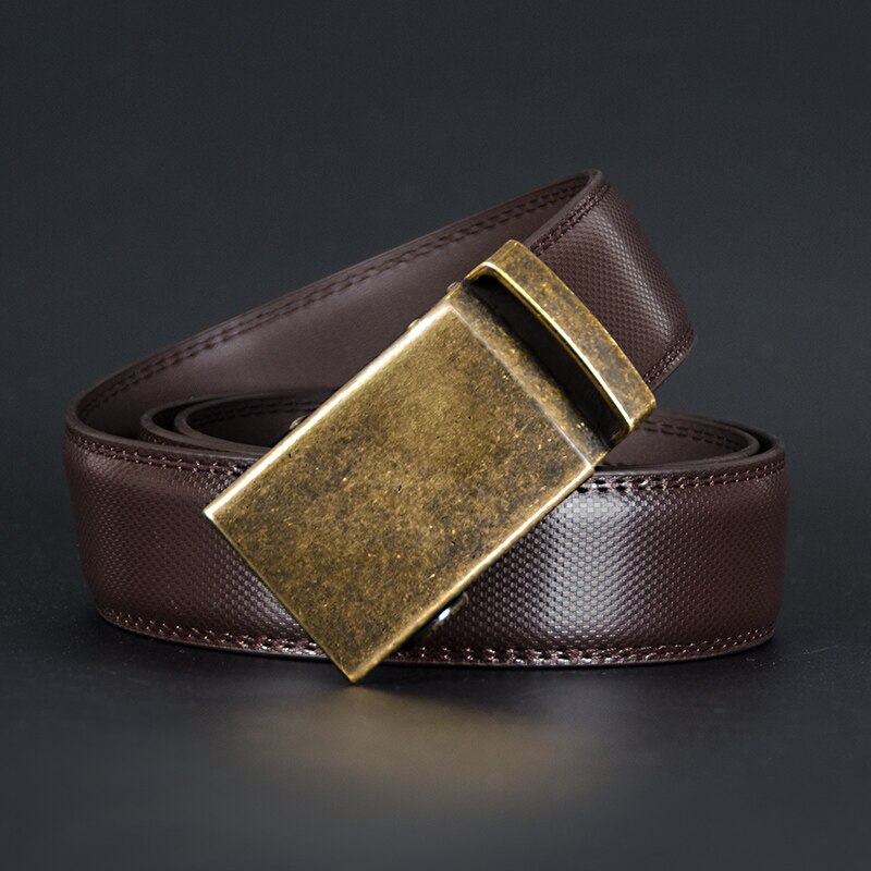 Men's Cowskin Automatic Metal Buckle Trendy Solid Strap Belt