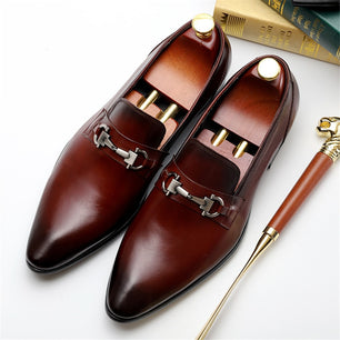 Men's Genuine Leather Pointed Toe Slip-On Closure Formal Shoes