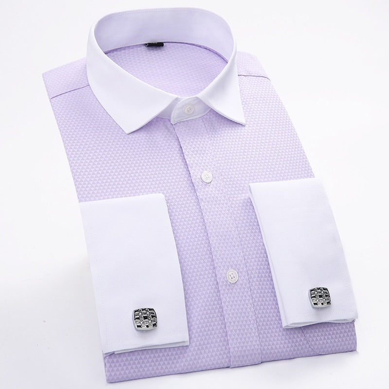 Men's 100% Cotton Single Breasted Plain Pattern Formal Shirt